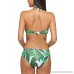 Two Piece Sexy Swimsuits Bathing Suit for Women High Neck Halter Padded Bikini Swimwear Set Leaf Print B079G5N7WS